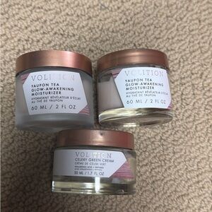 Yaupon Tea Glow-Awakening Moisturizer and celery green cream volition new